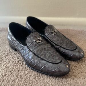 Giuseppe Zanotti Crocodile Pattern Loafers - Dark Gray